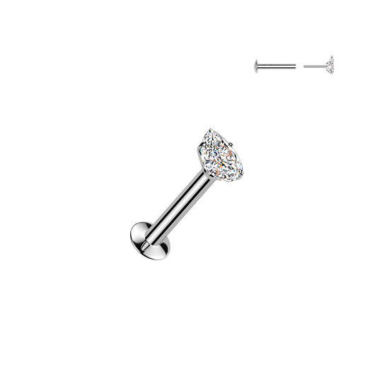 Small Pear Crystal Silver