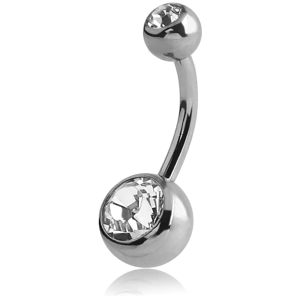 Clear Double Jewel Belly Bar