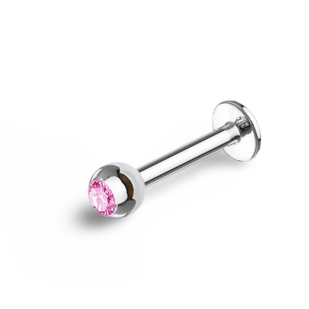 Surgical Steel Pink Labret Bar 16 Gauge