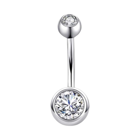 Clear Double Jewel Belly Bar