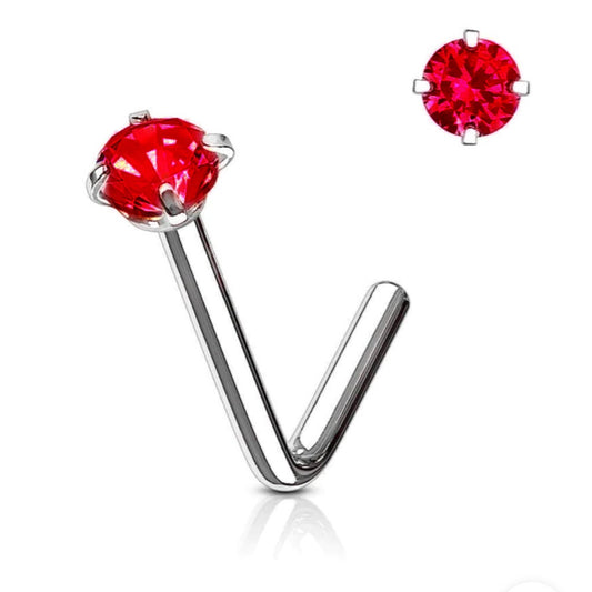 Red Sterling Silver Stud