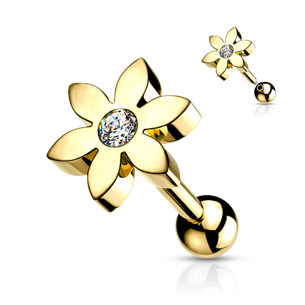 Flower Surgical Steel Barbell Stud