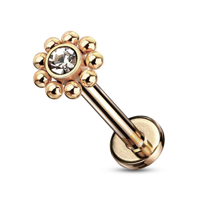 Round Dots Gold 16 Gauge Labret Bar