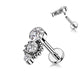 Three Crystal Labret Bar 16 Guage