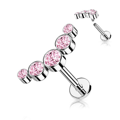 Curved Gem Labret Bar Surgical Steel