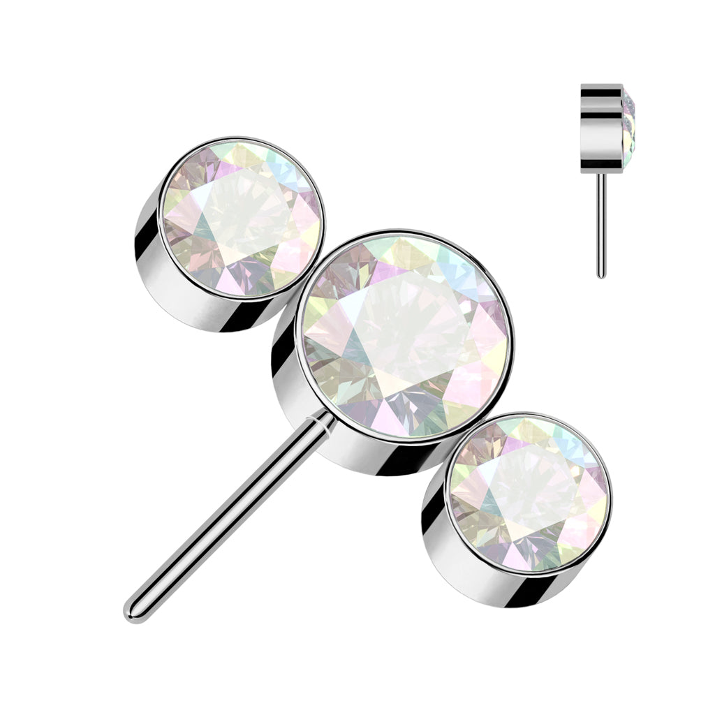 Threadless Push Pin Titanium Nipple Bars 16 Guage Gem