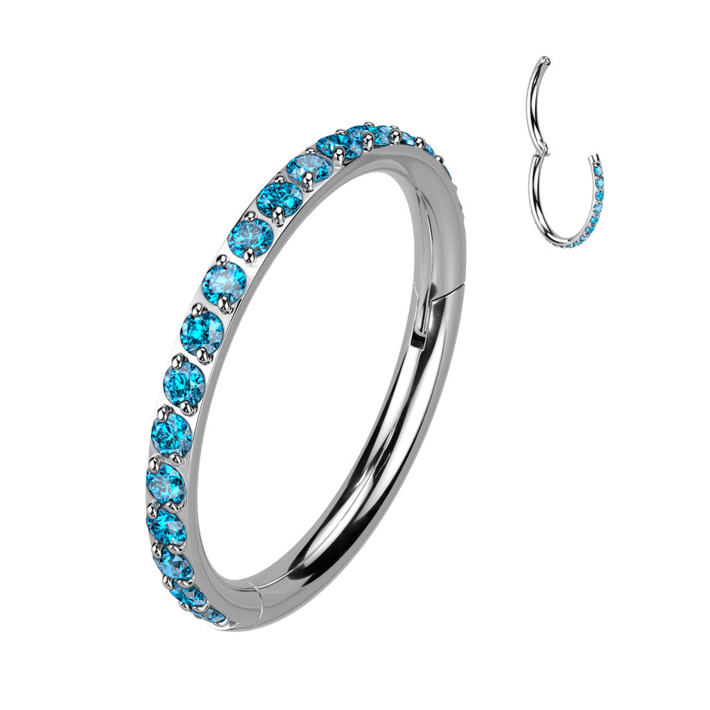 Blue Crystal Surgical Steel Hoop