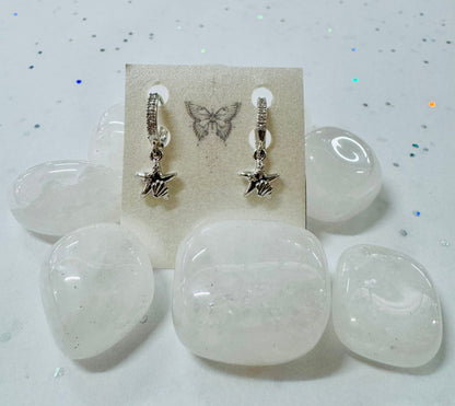 Silver Crystal Starfish Earrings