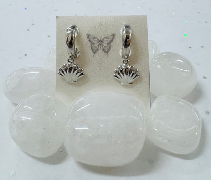 Silver Crown Shell Earrings