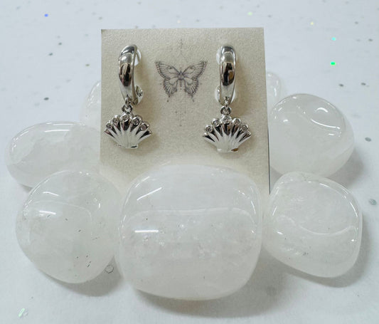 Silver Crown Shell Earrings