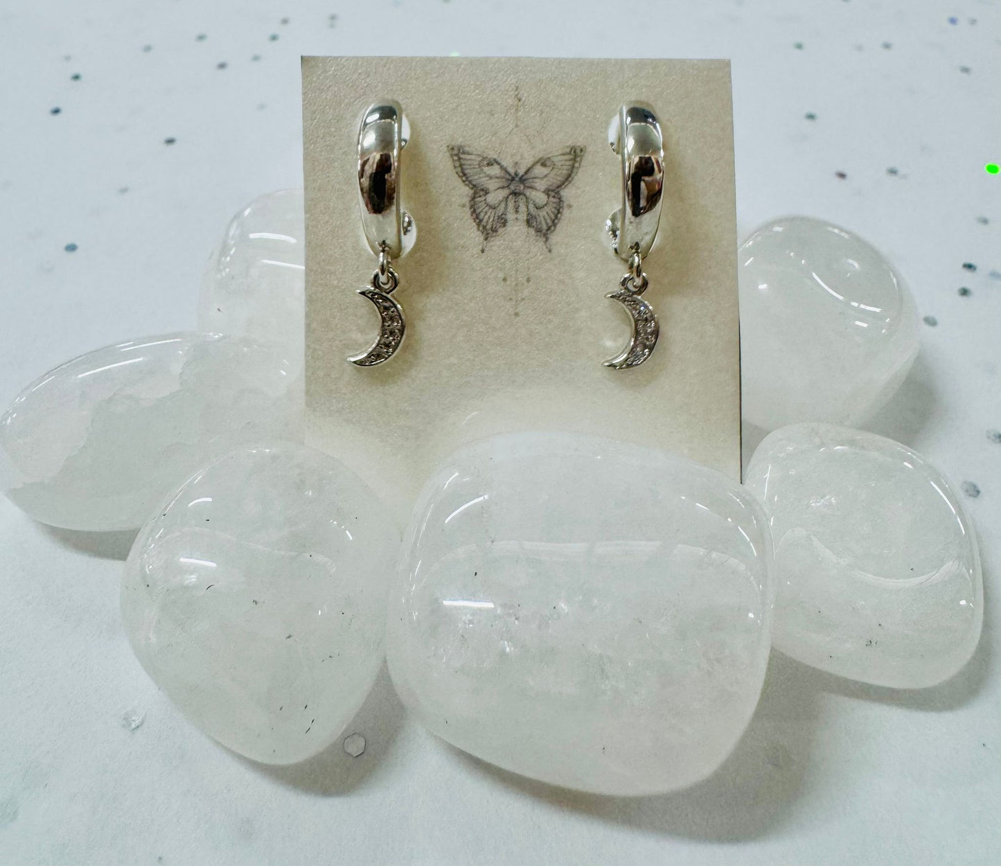 Silver Tiny Moon Earrings