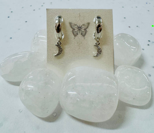 Silver Tiny Moon Earrings