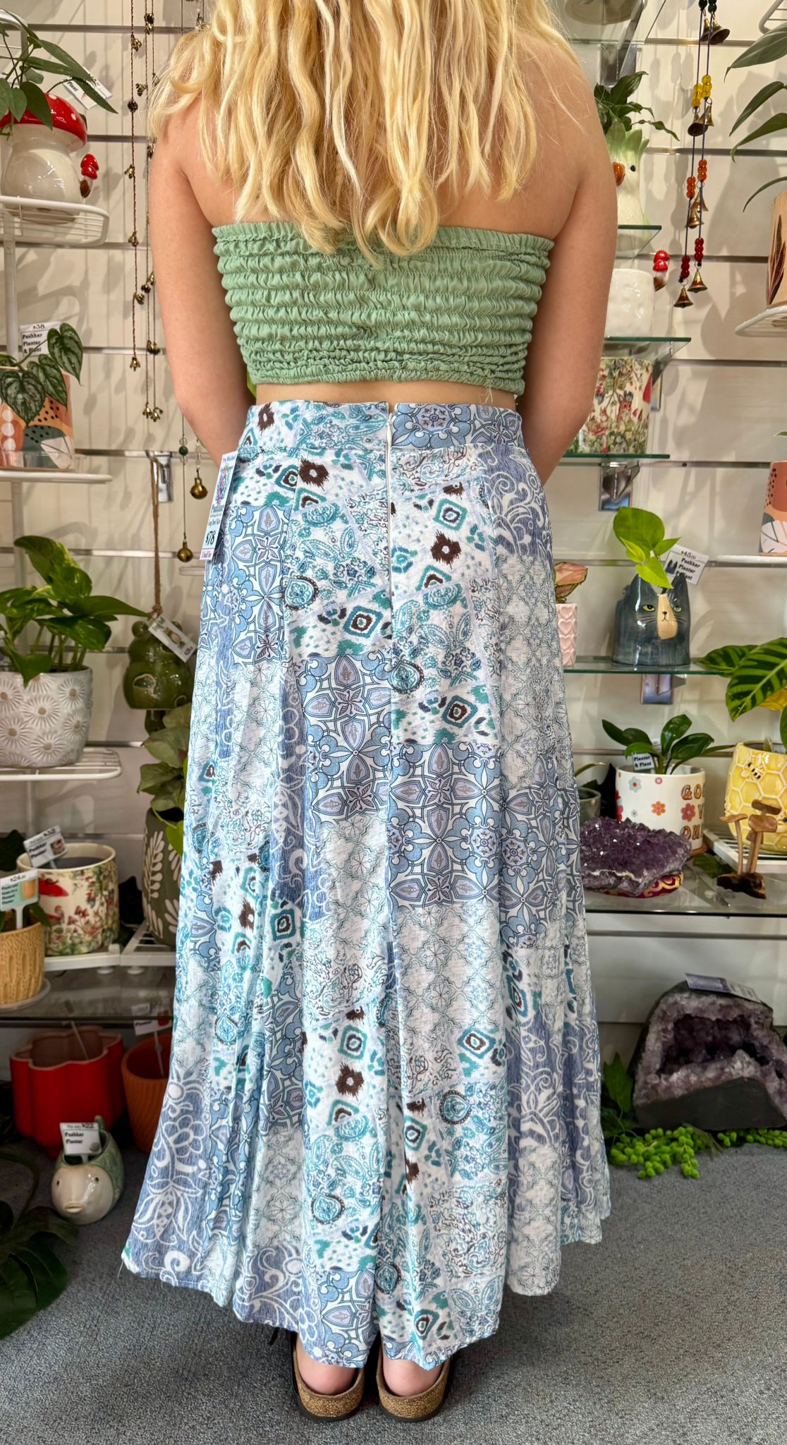 Long Panel Skirt Blue