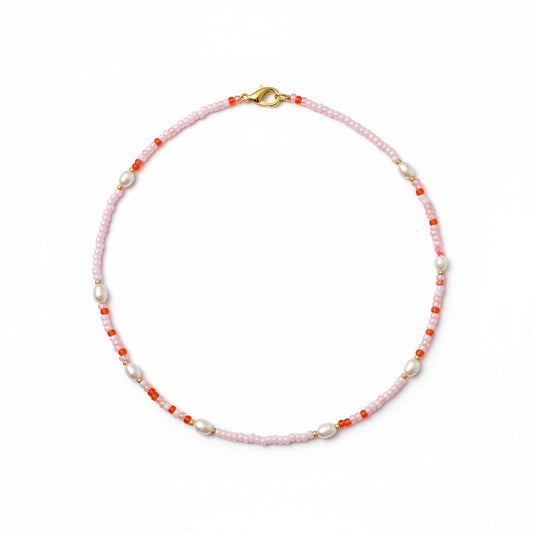 Peach Pearl Seed Bead Chocker
