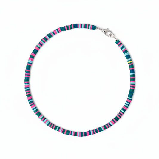 Dark blue rainbow Polymer choker