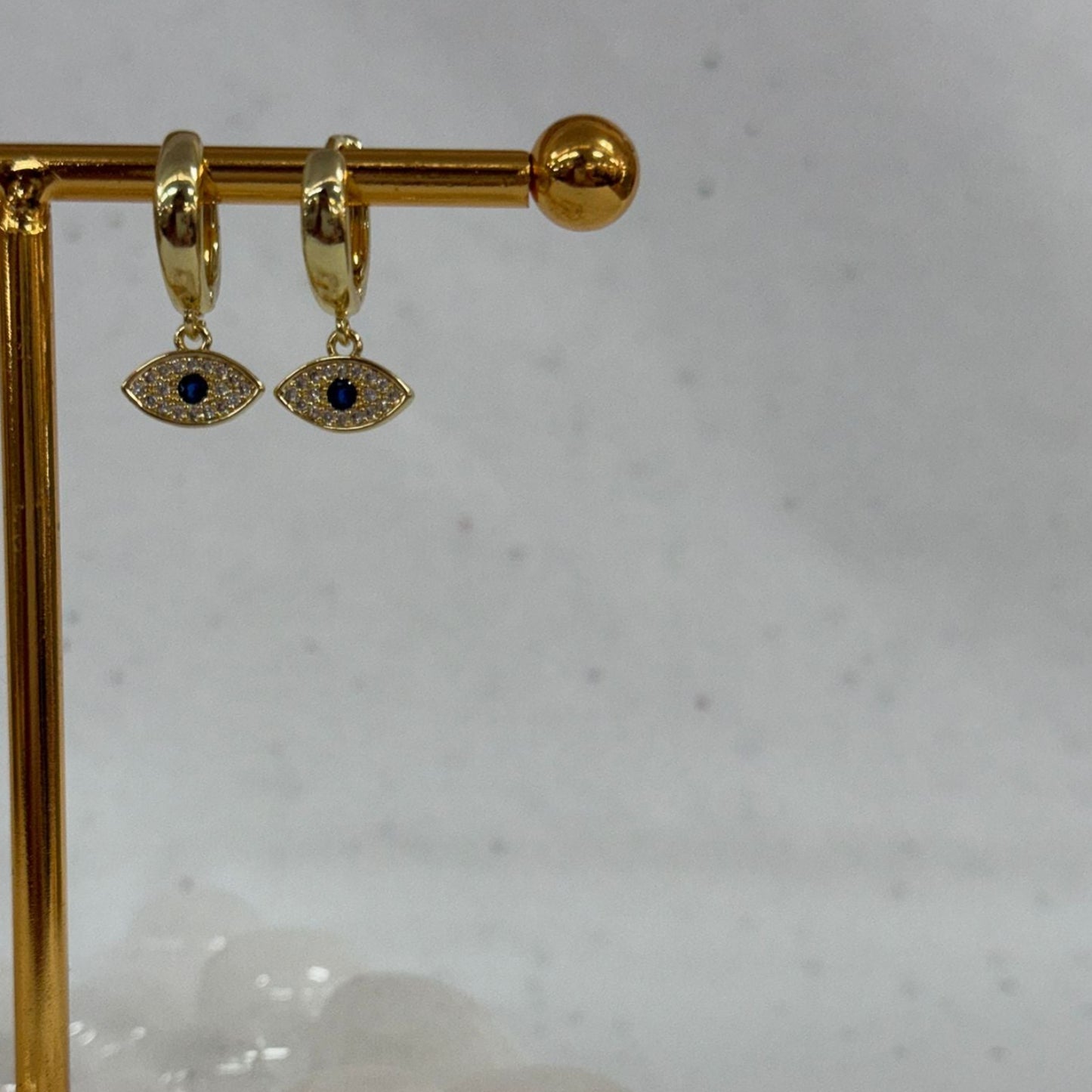 Gold Deep Blue Evil Eye Earrings