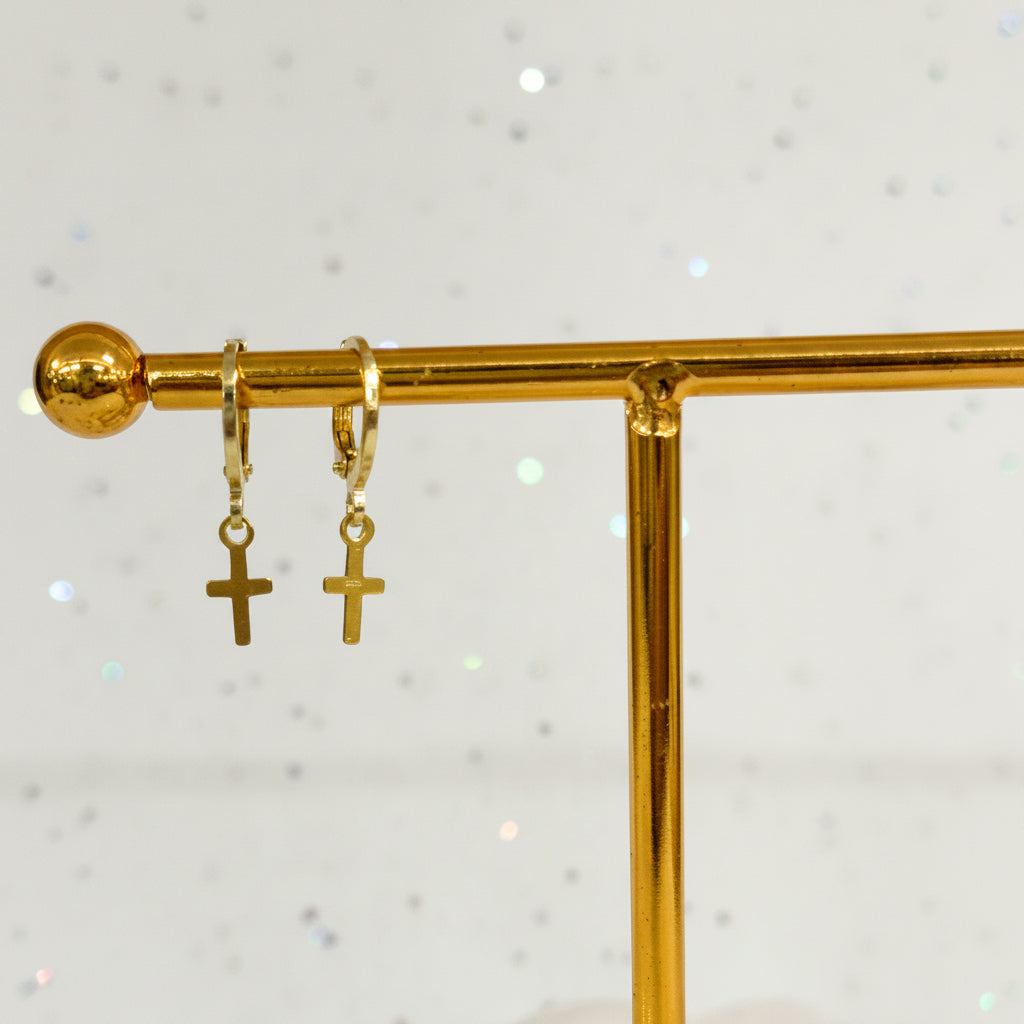 Gold Cross Earrings