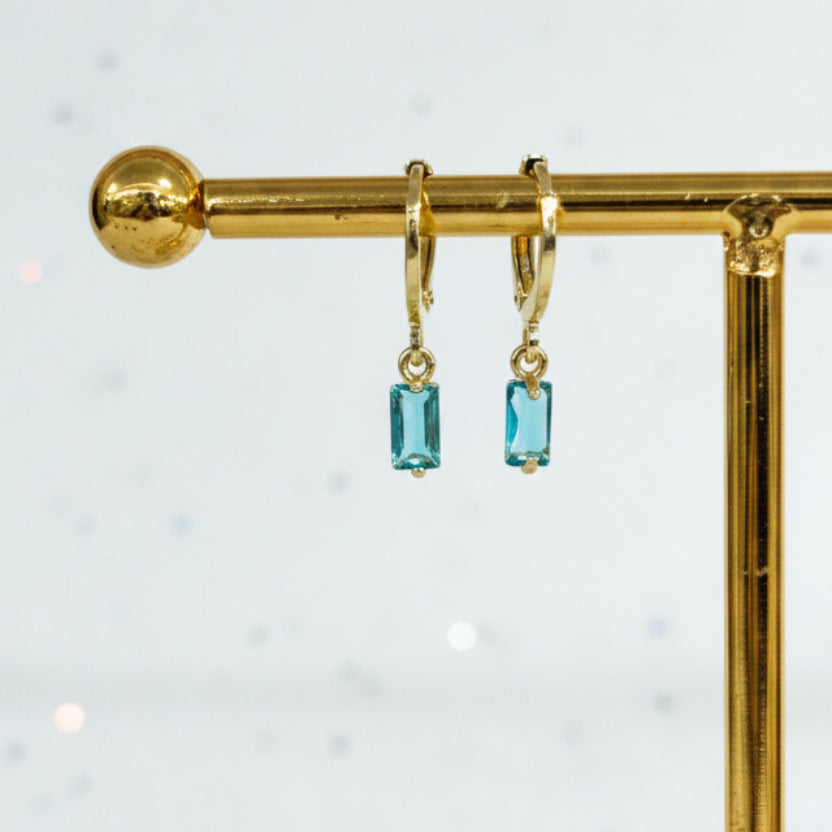 Gold Blue Drop Earrings