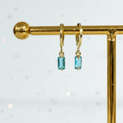 Gold Blue Drop Earrings
