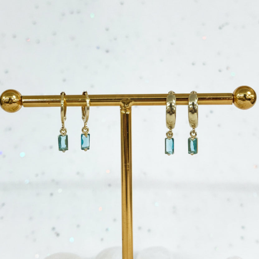 Gold Blue Drop Earrings