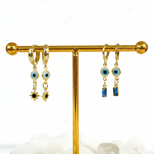 Gold Evil Eye Drop Earrings