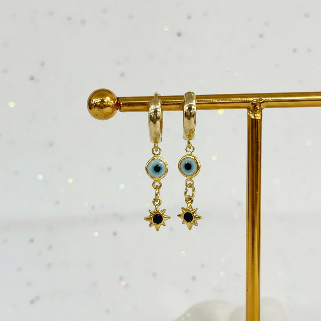 Gold Evil Eye Drop Earrings
