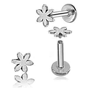 Mini Flower Labret Bar Flat Back Stud