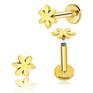 Mini Flower Labret Bar Flat Back Stud