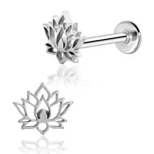 Lotus Labret Bar Flat Back Stud