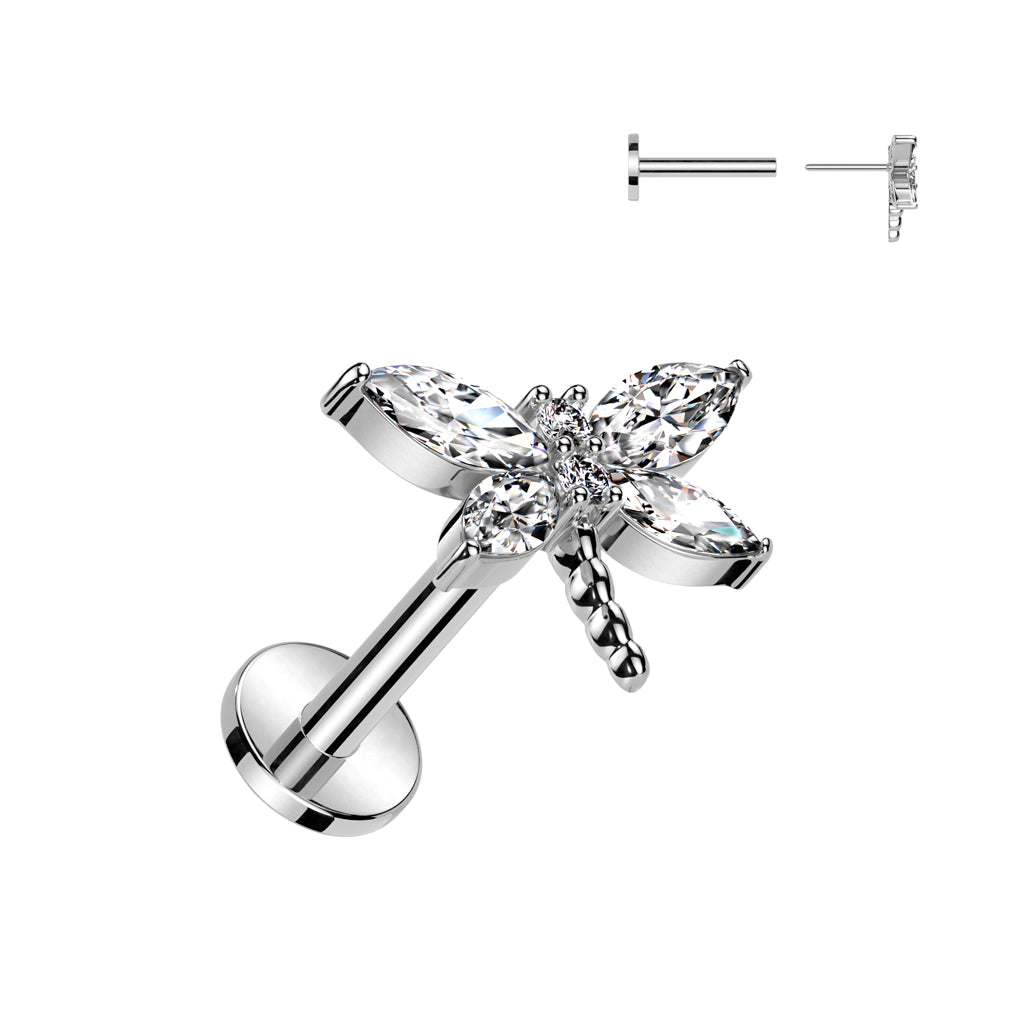 dragon flu labret bar silver pushpin