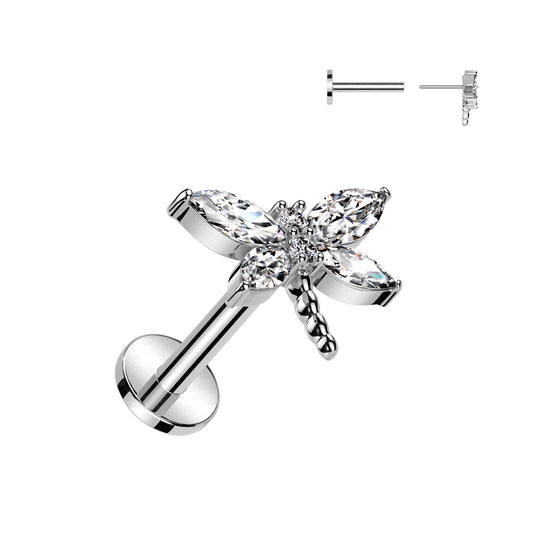 dragon flu labret bar silver pushpin
