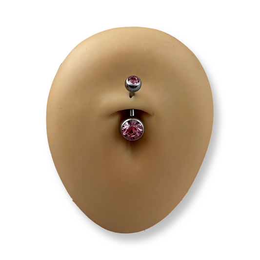 Rose Double Jewel Belly Bar
