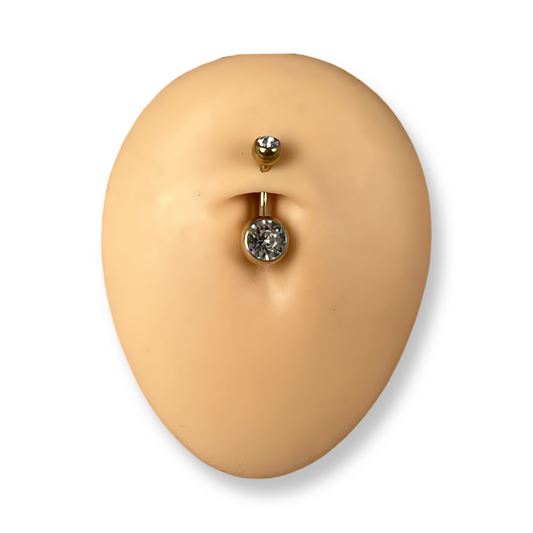 Crystal Gold Double Jewel Belly Bar