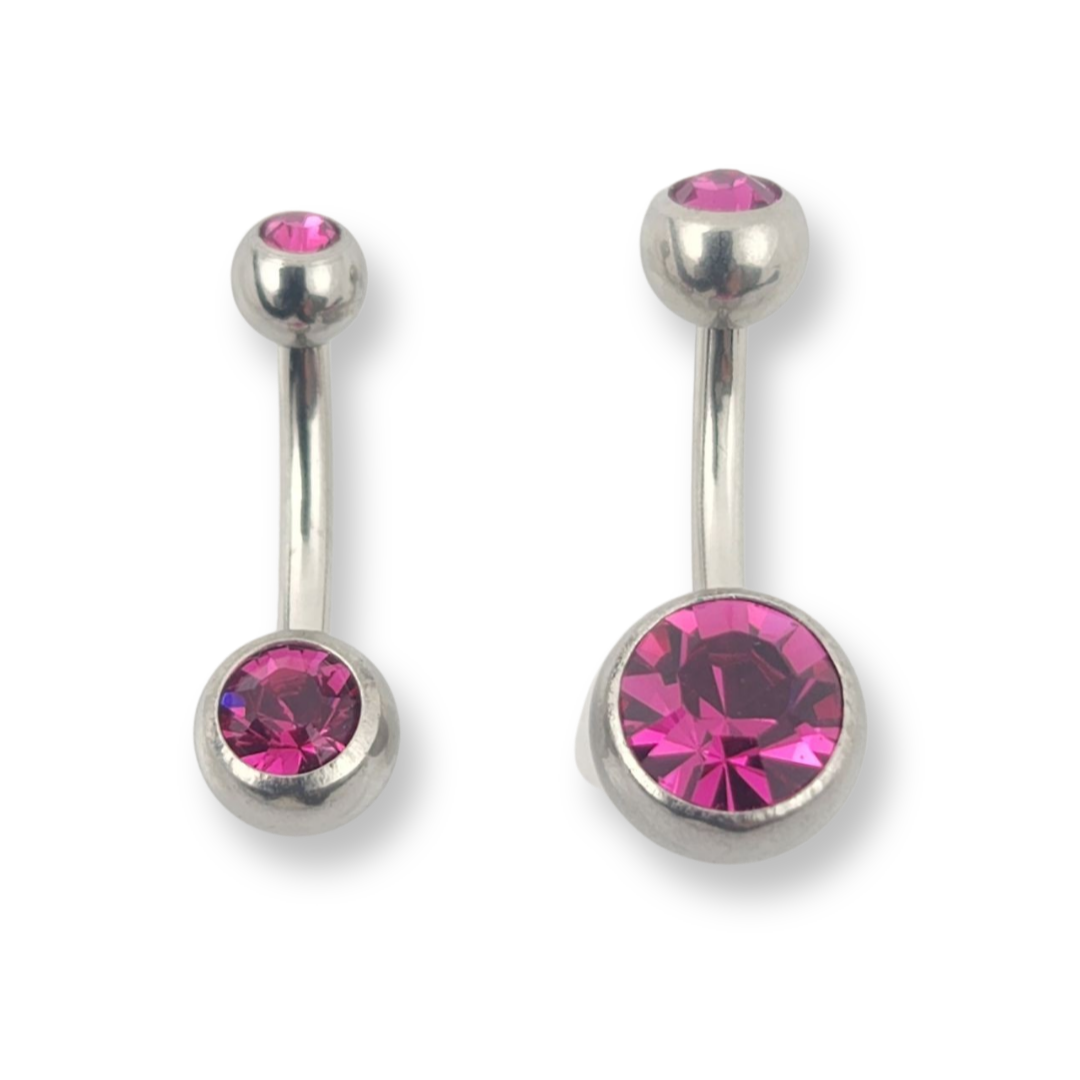 Fuchsia Double Jewel Belly Bar